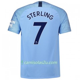 Camisolas de Futebol Manchester City Sterling 7 Equipamento Principal 2018/19 Manga Curta